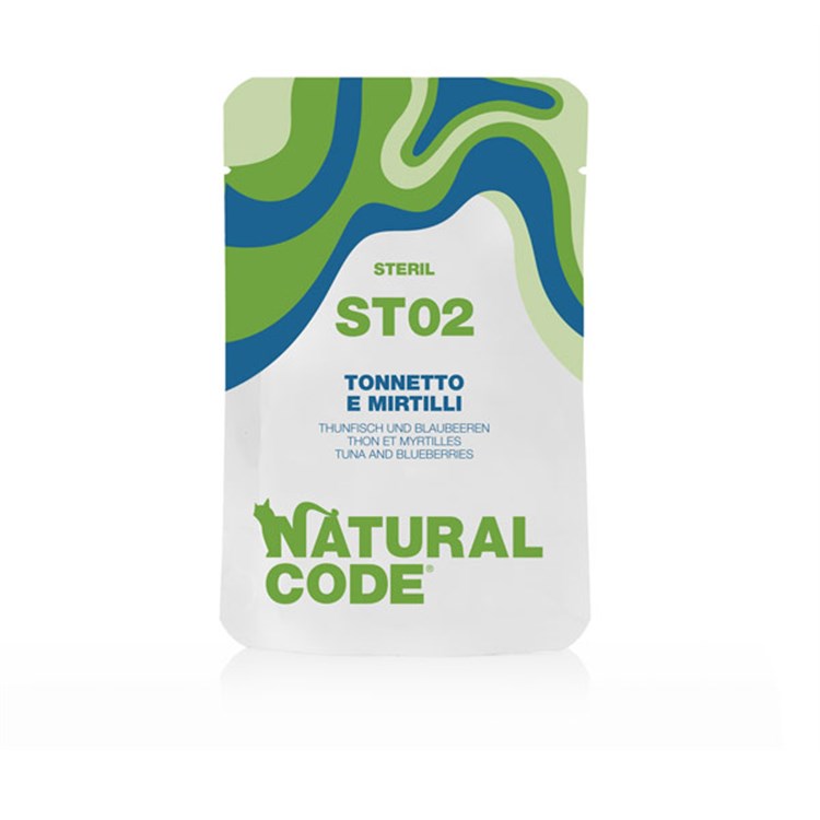 Natural Code ST02 Sterilised Tonnetto e Mirtilli 70 Gr Bustina Per Gatti