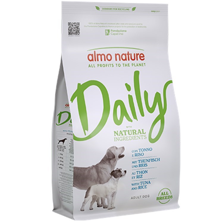 2 SACCHI Almo Nature Daily Natural All Breeds Adult Dog Tonno e Riso 12 kg Per Cani PREZZO A CONFEZIONE