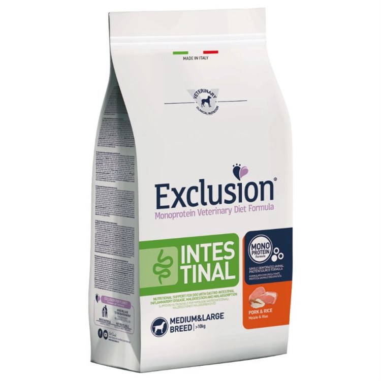 2 SACCHI Exclusion Diet Intestinal Adult Medium Large Maiale e Riso 12 kg PREZZO A CONFEZIONE