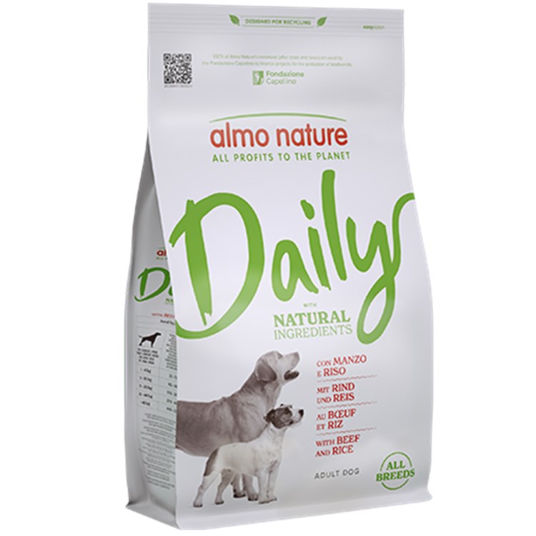 Almo Nature Daily Natural All Breeds Adult Dog Manzo e Riso 1,2 Kg Crocchette Per Cani