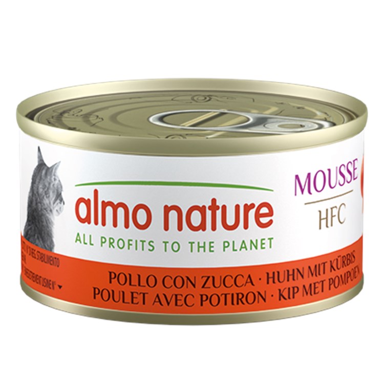 Almo Nature Hfc Mousse Pollo Con Zucca 70 gr Scatoletta Per Gatti