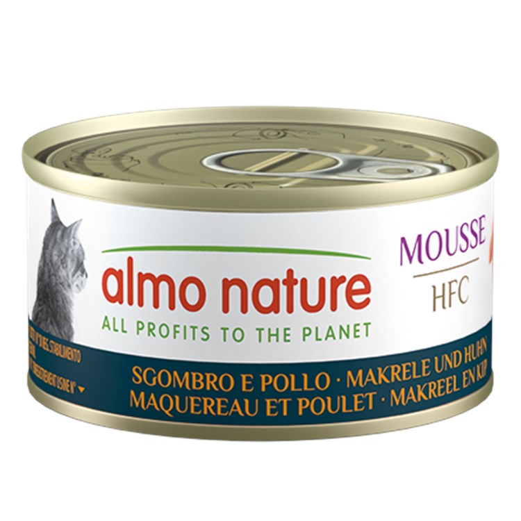 Almo Nature Hfc Mousse Sgombro e Pollo 70 gr Scatoletta Per Gatti