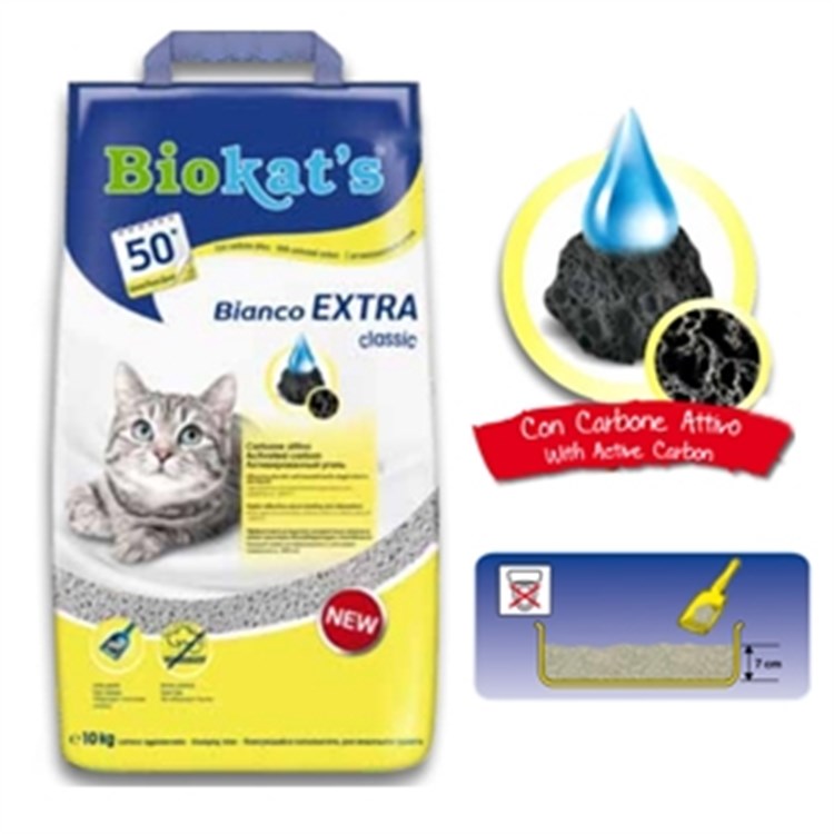 Lettiera per Gatti Biokat's Bianco Extra Classic 5 KG Con Carbone Attivo