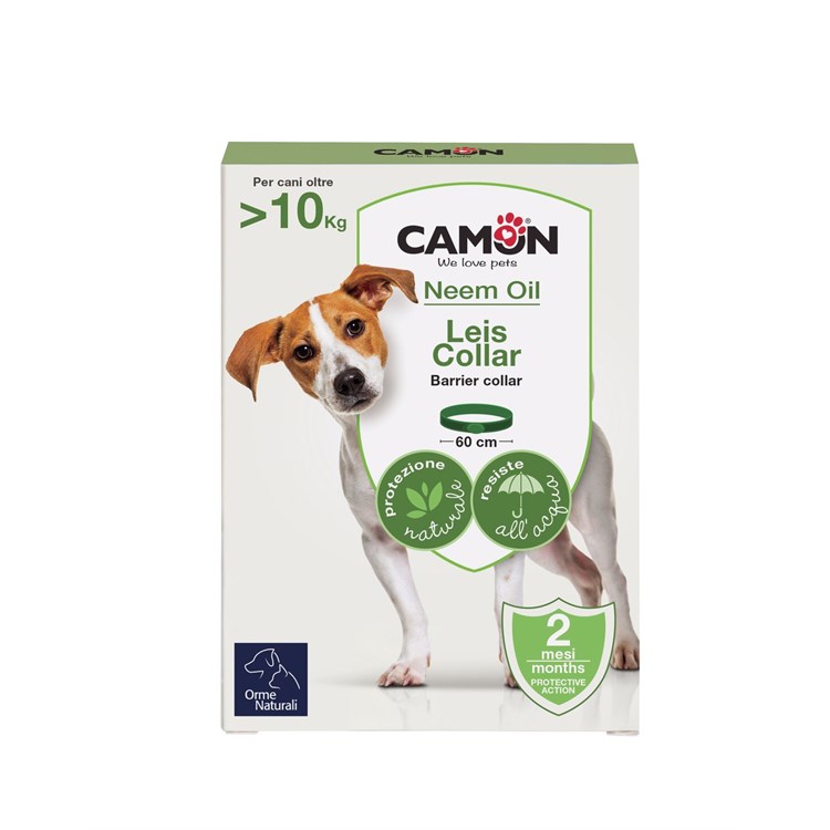 Camon Protection Orme Naturali LEIS Collare Large Olio Di Neem Cane oltre 10 kg 60 cm