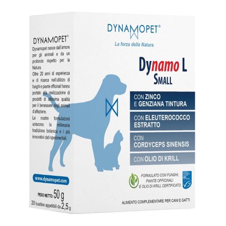 Dinamopet Dynamo L Small 20 Bustine da 2,5 Gr Per Cani e Gatti fino a 5 kg