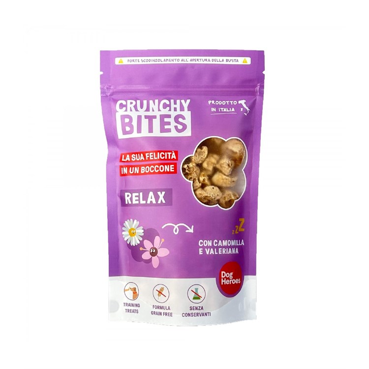 Dog Heroes Crunchy Bites Relax con camomilla e valeriana 80 gr