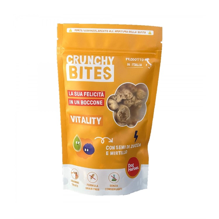 Dog Heroes Crunchy Bites Vitality con semi di zucca e mirtillo 80 gr