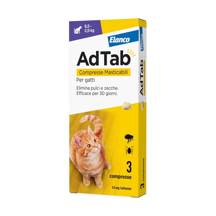 Elanco AdTab Per Gatti da 0,5 a 2 Kg 3 Compresse 12 Mg