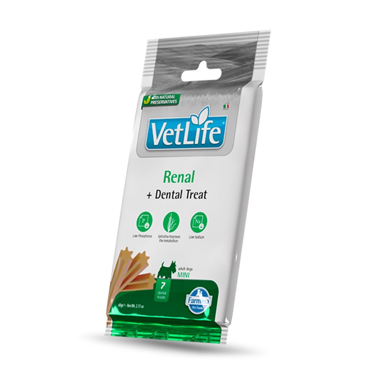 Farmina Dog Vet Life Dental Treat Renal Mini 60 gr Snack Per Cani