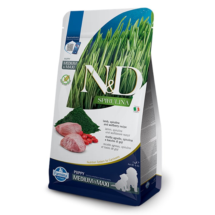 Farmina ND Agnello Spirulina Puppy Medium Maxi 2 kg Alimento Cani