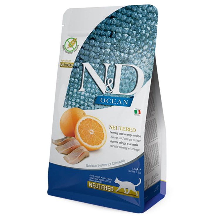 Farmina N/d Grain Free Ocean Adult Neutered Aringa e Arancia 300 gr Per Gatti NOVITA