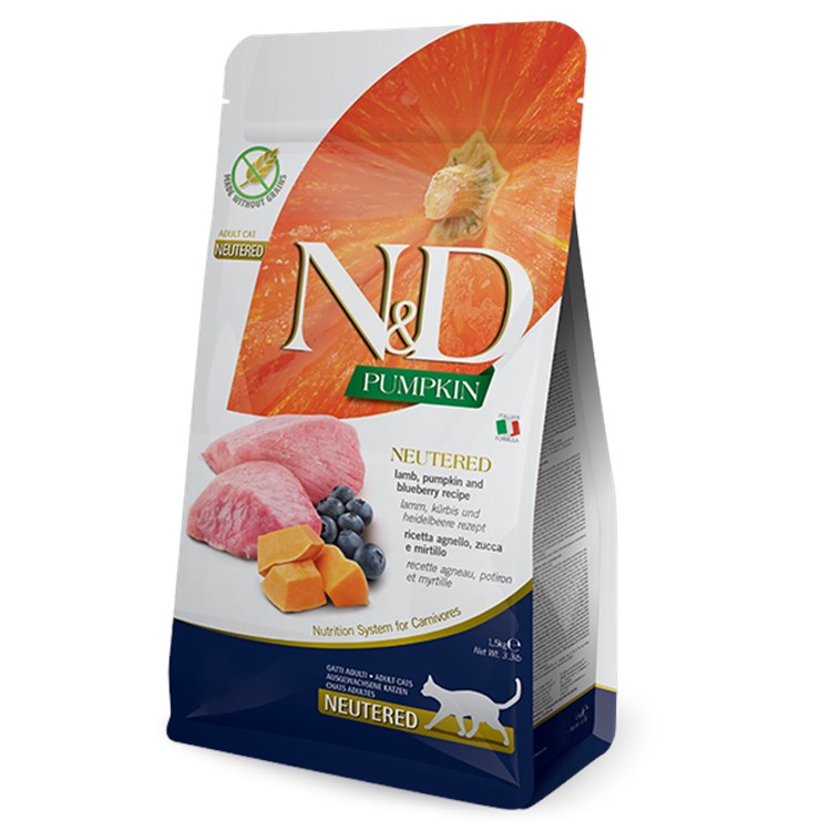 Farmina N/d Pumpkin Adult Neutered Agnello Zucca Grain Free 1,5 Kg Per Gatti NOVITA