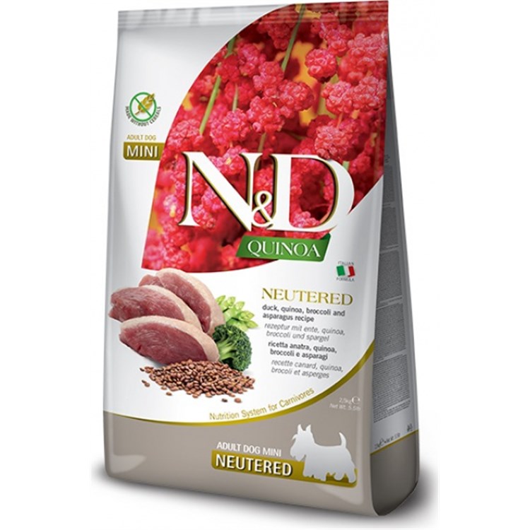 Farmina N/D Quinoa Grain Free Adult Mini Neutered Anatra 800 gr Per Cani NOVITA