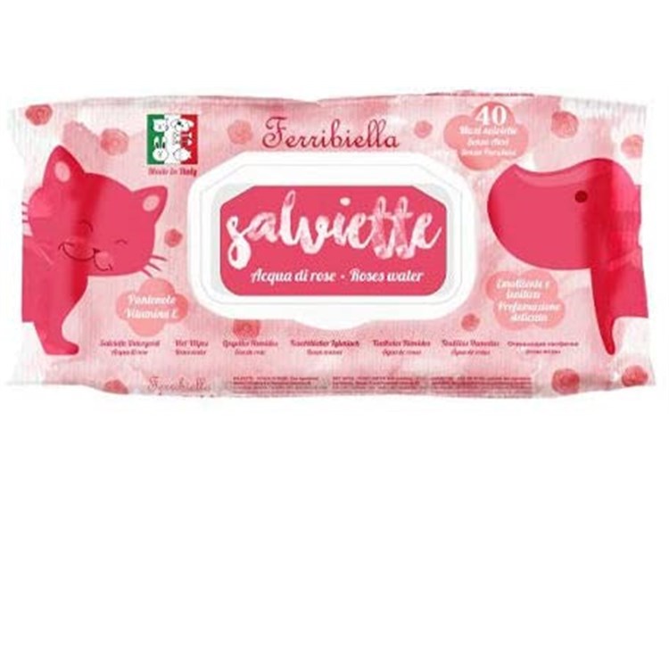 Ferribiella 40 Salviette Detergenti Acqua Di Rose