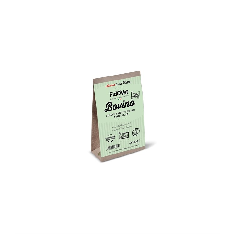 FidoVet cane menu fresco completo bovino 4x190 gr