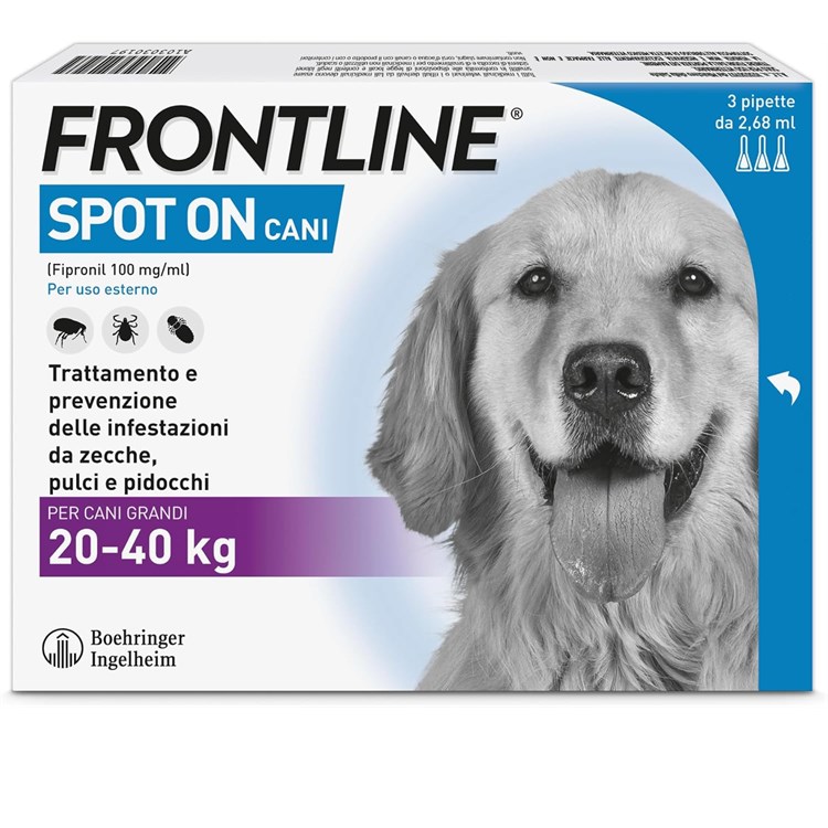 Frontline SPOT ON Taglia L 20-40 Kg - Antiparassitario per cane cani - 3 pipette