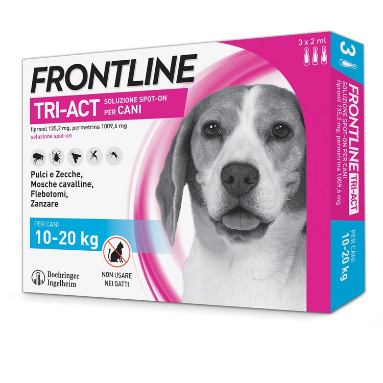 Frontline Tri Act 10 - 20 kg 3 Pipette Antiparassitario Per Cane