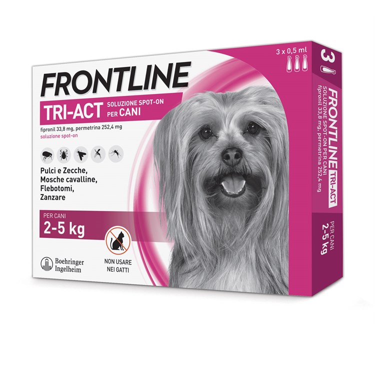 Frontline Tri Act 2 - 5 kg 3 Pipette Antiparassitario Per Cane