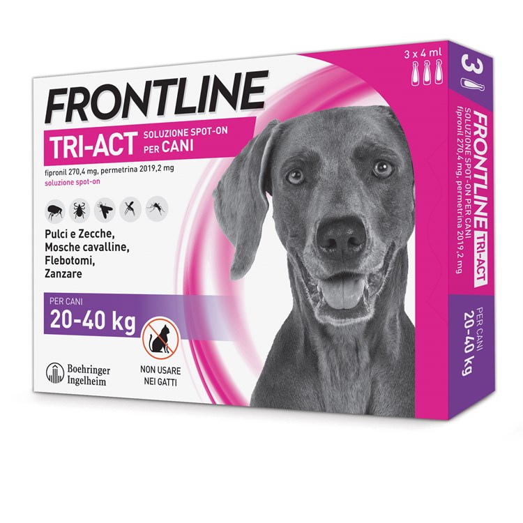 Frontline Tri Act 20 - 40 kg 3 Pipette Antiparassitario Per Cane