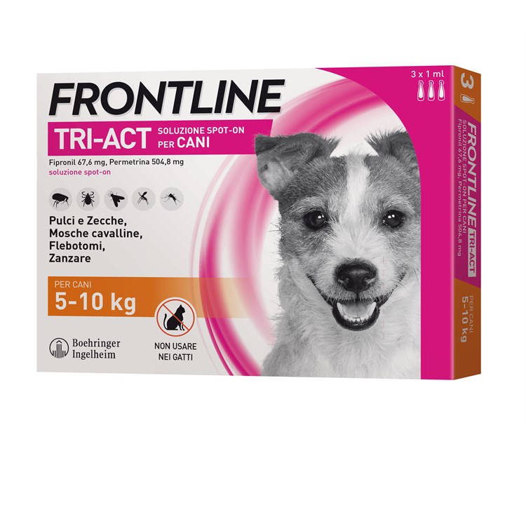 Frontline Tri Act 5 - 10 kg 3 Pipette Antiparassitario Per Cane