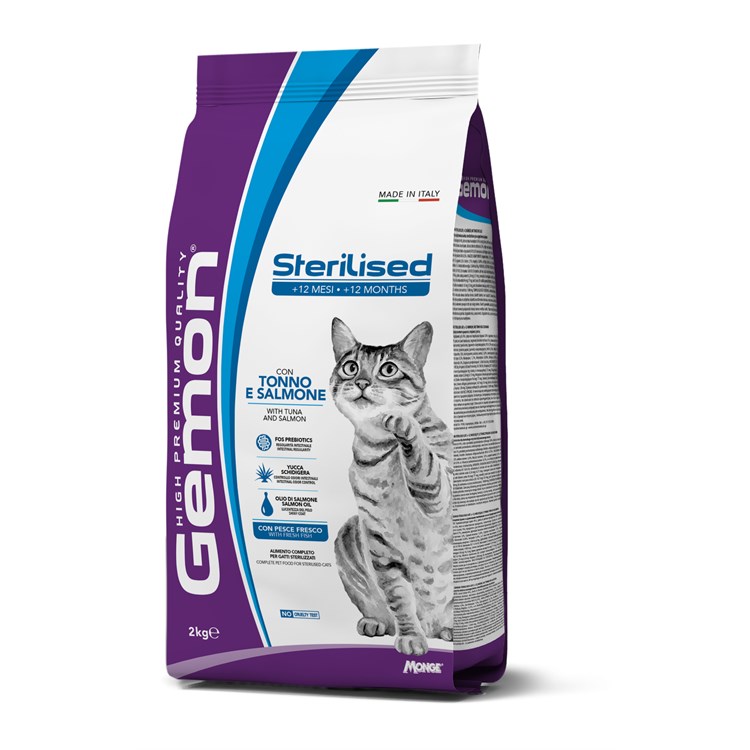 Gemon Sterilised Tonno Salmone 2 Kg Crocchette Gatti Sterilizzati