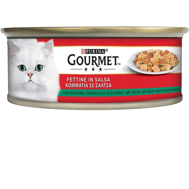 Gourmet Fettine Anatra Coniglio Zucchine 195 gr Per Gatti