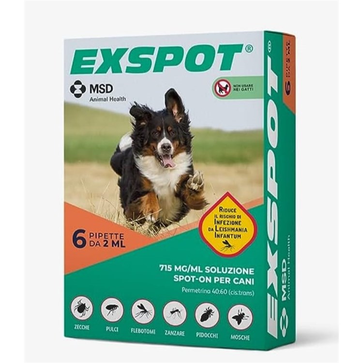 MSD Exspot 6 Pipette 2 ml Antiparassitario Per Cani