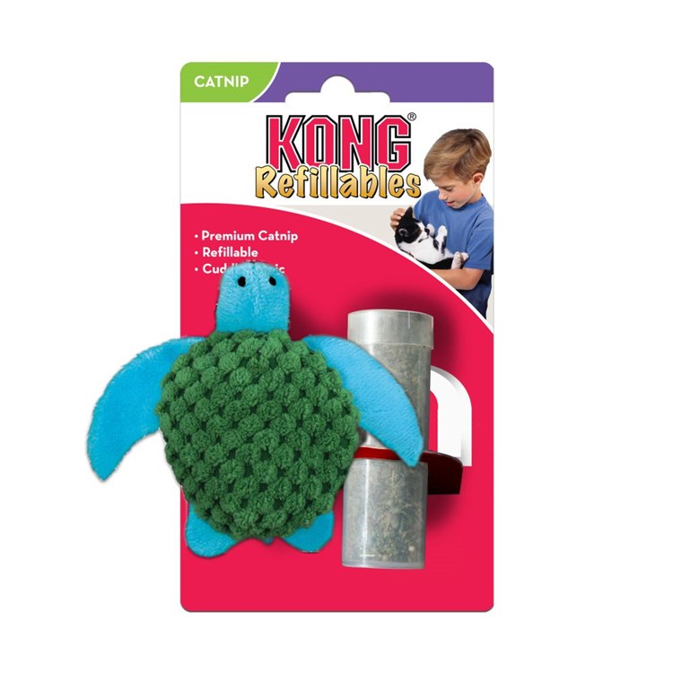 Kong Cat Refillables Turtle Gioco Per Gatti 10 cm Con Erba Gatta