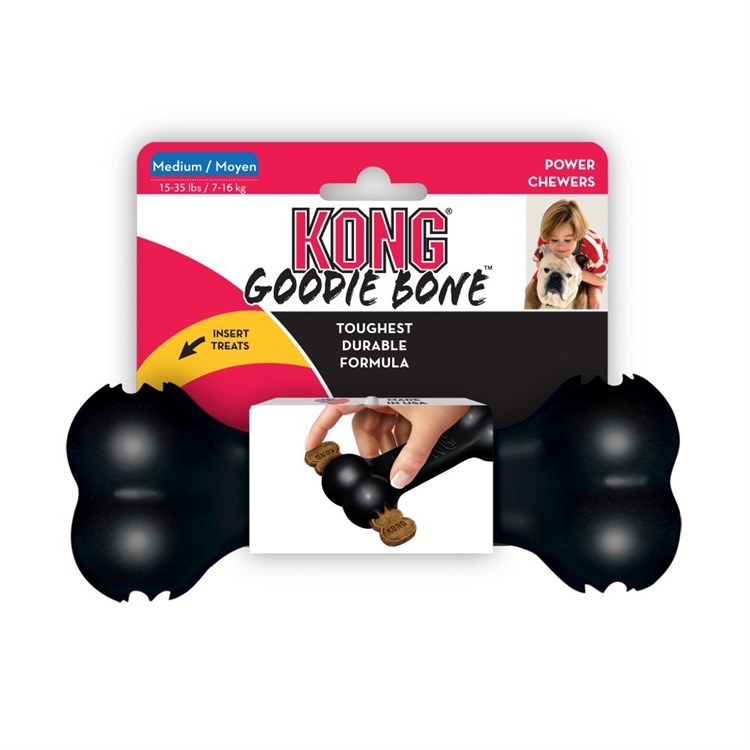 Kong Extreme Goodie Bone Medium Nero Osso Porta Snack Extra Resistente