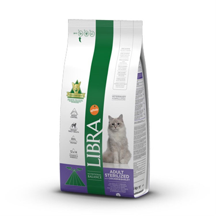 Libra Cat Adult Sterilized Pollo e Orzo 1,5 kg Crocchette Per Gatto