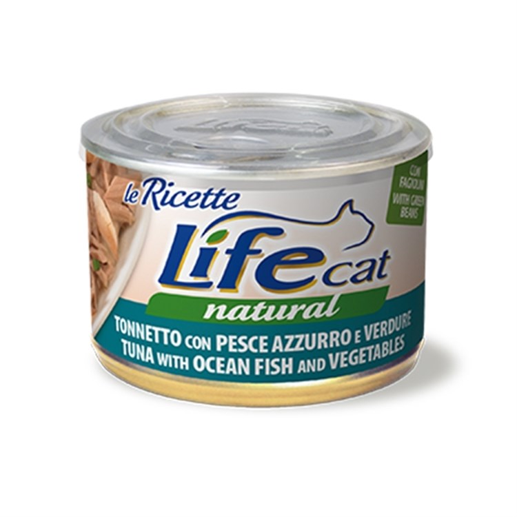 Life Cat Le Ricette Natural Tonnetto Pesce Azzurro Verdure 150 gr Scatoletta Gatti