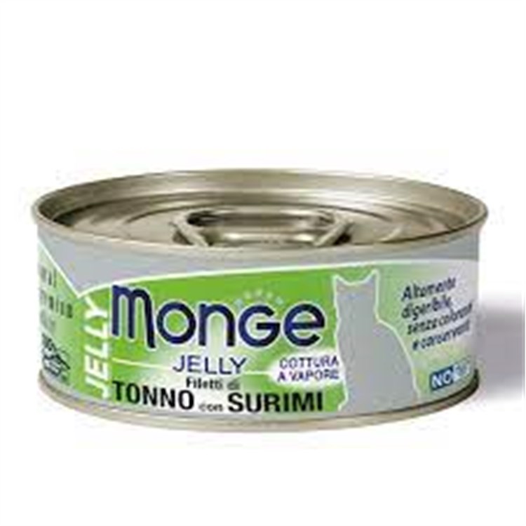 Monge Cat Jelly superpremium 80 gr Filetti di Tonno con Surimi Per Gatti