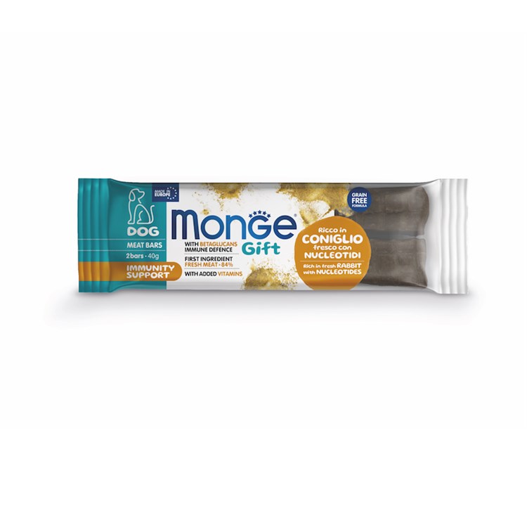 Monge Gift Barrette Immunity Support Coniglio Nucleotidi 40 gr Snack Per Cani