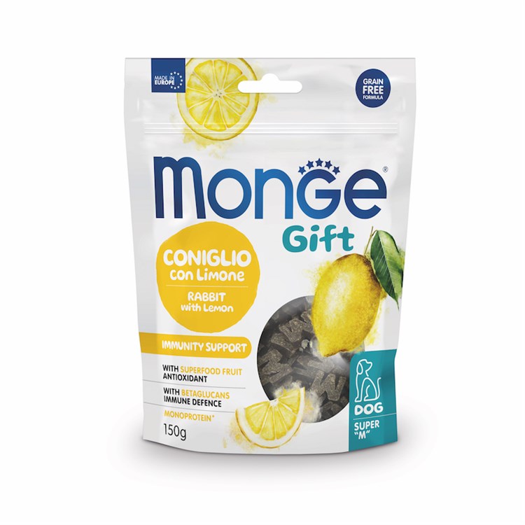 Monge Gift Super M Immunity Support Coniglio Limone 150 gr Snack Per Cani