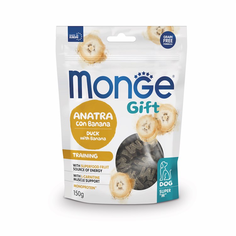 Monge Gift Super M Training Anatra Banana 150 gr Snack Per Cani