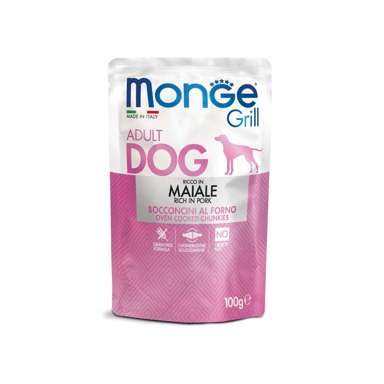 MONGE GRILL DOG Bustine MAIALE 100GR Umido Cane