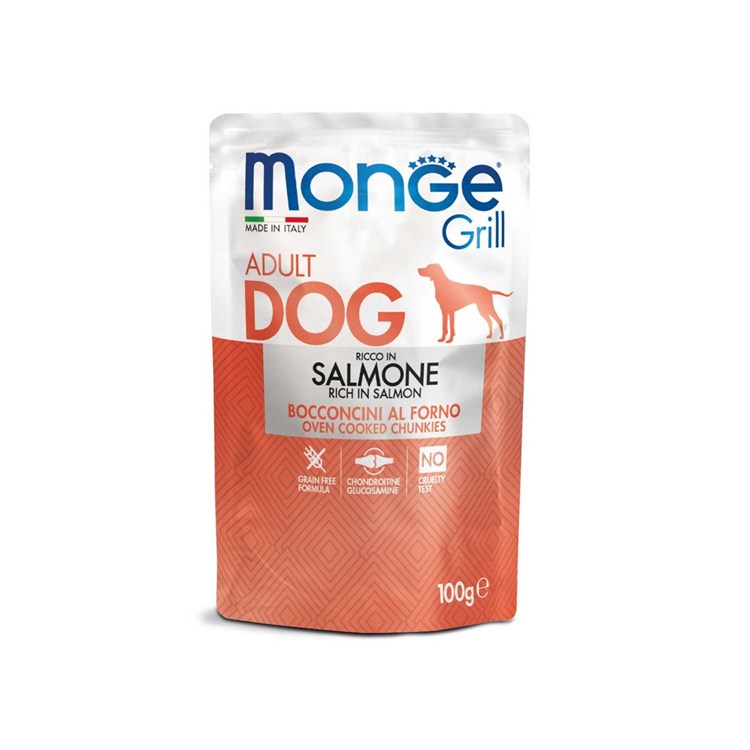 MONGE GRILL DOG Bustine SALMONE 100GR Umido Per Cani