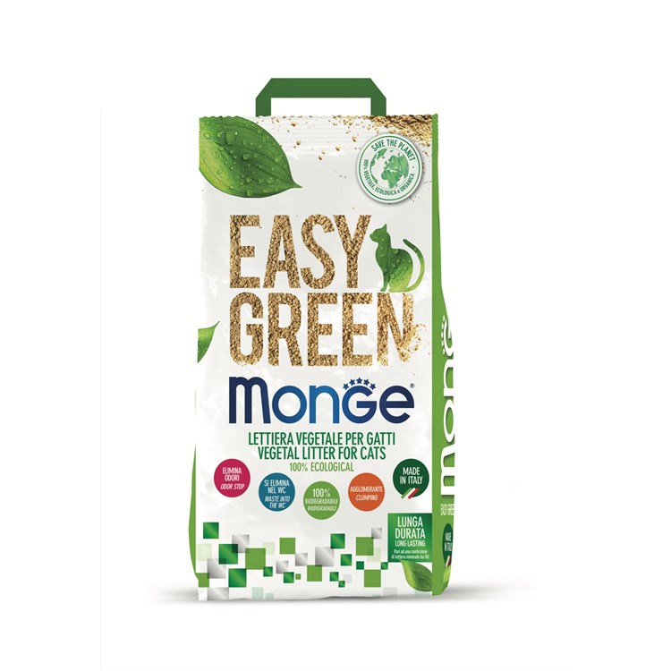 Monge Lettiera Agglomerante Vegetale Easy Green 10 lt 3,5 kg