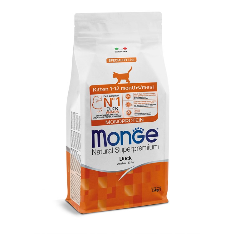 Monge Natural Superpremium Kitten Anatra 1,5 kg Per Gattini