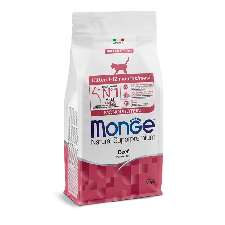 Monge Natural Superpremium Kitten Manzo 1,5 kg Per Gattini