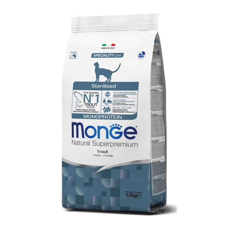 Monge Natural Superpremium Sterilised Trota Monoproteico 10 kg Per Gatti