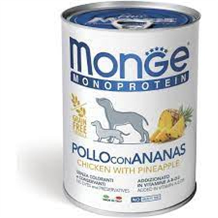 Monge Pollo Riso e Ananas Monoproteico 400 gr Umido per Cani