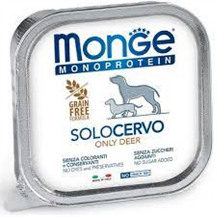 Monge Solo Cervo Monoproteico 150 gr Umido per Cani