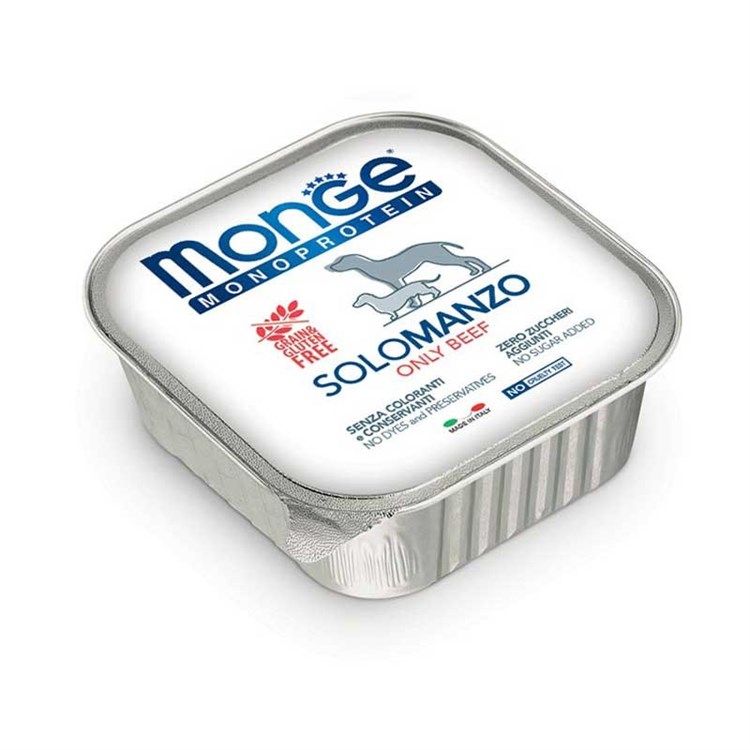 Monge Solo Manzo Monoproteico 150 gr Vaschetta Umido per Cani