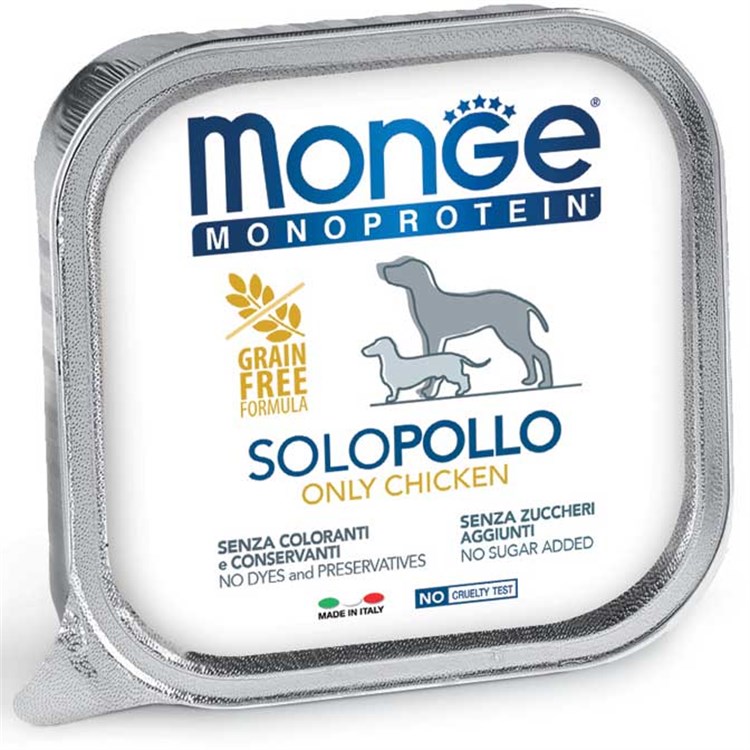 Monge Solo Pollo Monoproteico 150 gr Grain Free Umido per Cani