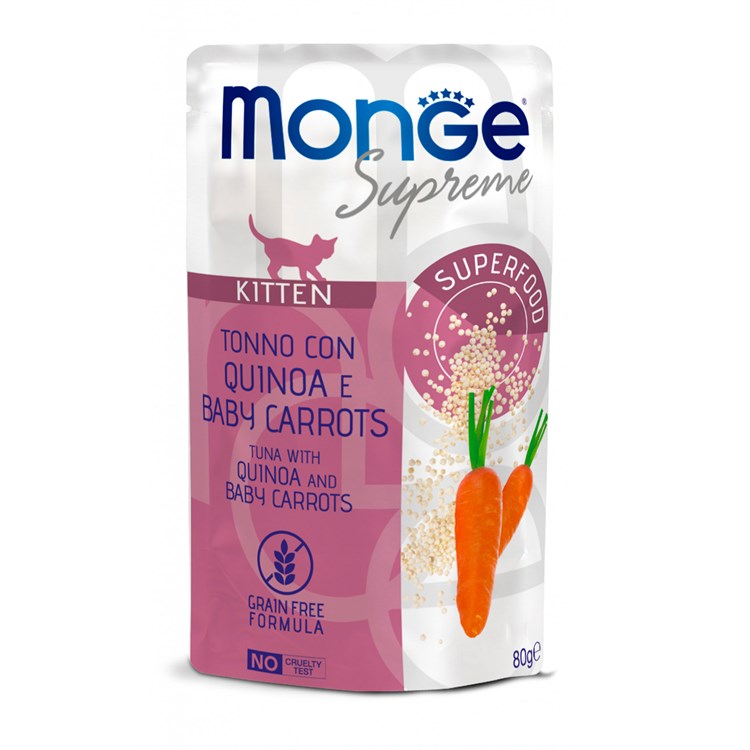 Monge Supreme Kitten Tonno Quinoa Baby Carrots 80 gr Bustina Gattino