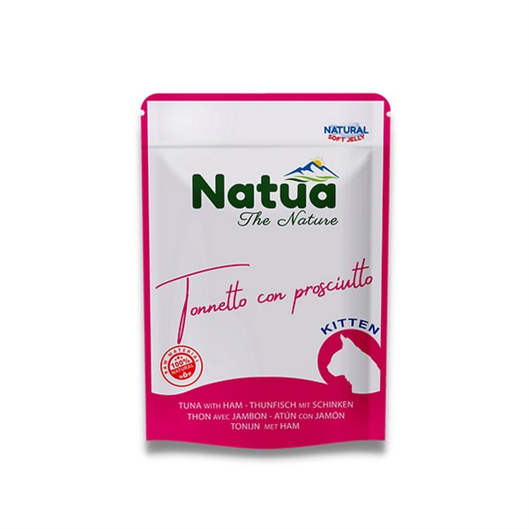 Natural  Kitten Tonnetto con  Prosciutto in Soft Jelly 70 gr Bustina gatto