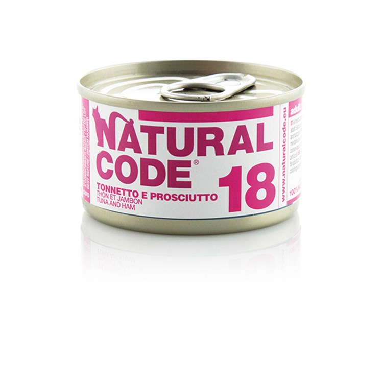 Natural Code 18 Tonnetto e Prosciutto 85 gr Per Gatti