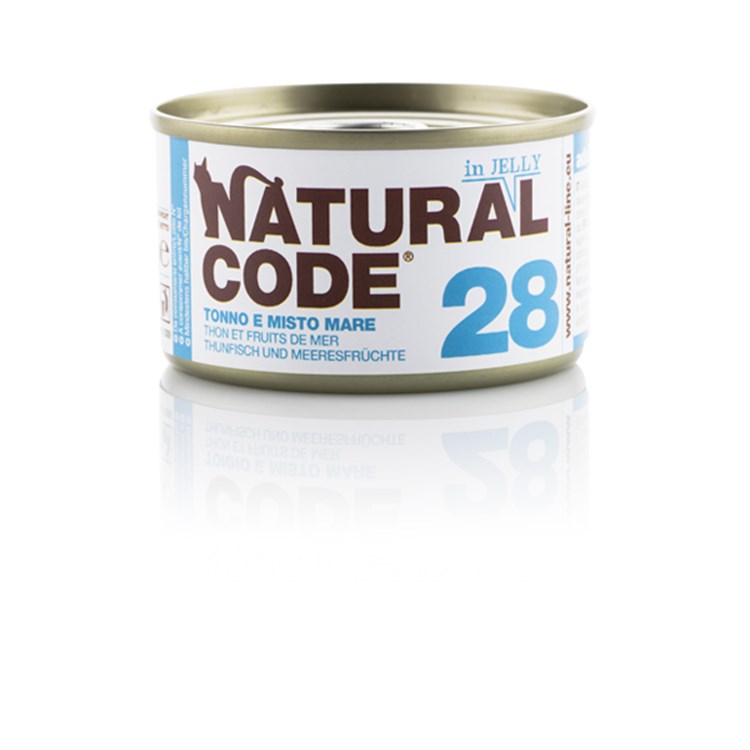 Natural Code Jelly 28 Tonno e Misto Mare 85 gr Per Gatti