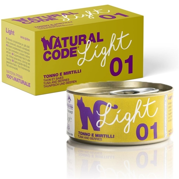 Natural Code Light 01 Tonno e Mirtilli 70 gr Per Gatti